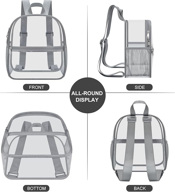 USPECLARE Clear Backpack Stadium Approved 12X11x6, Waterproof Clear Bag Stadium Backpack for Concert Work Sport Event