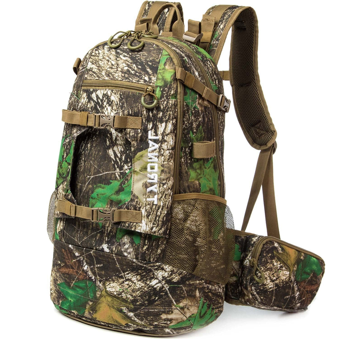 TYRONAL Hunting Backpack Outdoor Gear Hunting Pack with Bow and Rifle Carry System for Hunting. (Camo-Khaki)