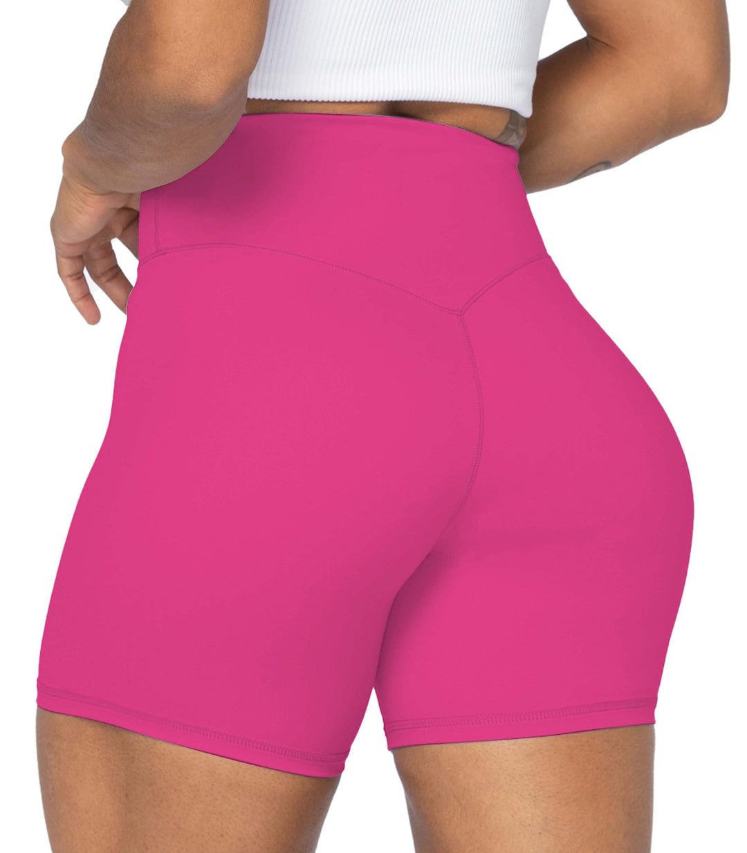Sunzel Women's Biker Shorts in High Waist Tummy Control with No Front Seam 5" Hot Pink X-Small