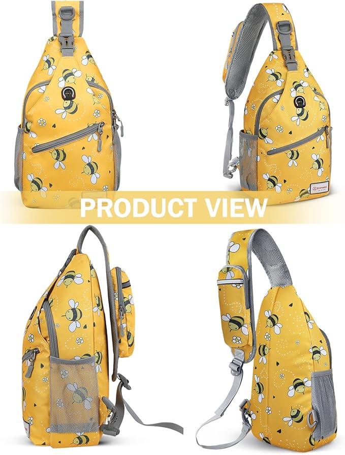 ZOMAKE Sling Bag for Women Men, Small Crossbody Sling Backpack, Mini Water Resistant Shoulder Daypack for Travel, Anti Thief Chest Bag for Hiking, Sports(Bee Yellow)
