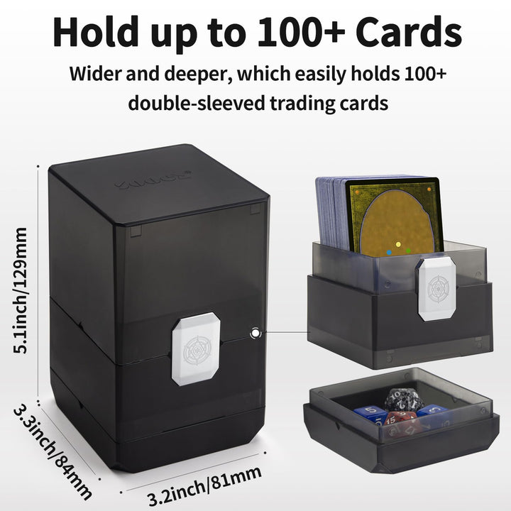 Sooez Heavy Duty MTG Deck Card Box with Dice Storage, 100+ Deck Case Boulder, Perfect Deck Holder for MTG Commander/YuGiOh/TCG and Sports Cards (Green)