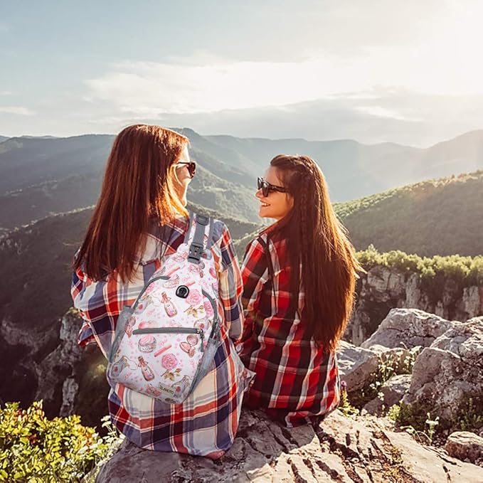 ZOMAKE Sling Bag for Women Men, Small Crossbody Sling Backpack, Mini Water Resistant Shoulder Daypack for Travel, Anti Thief Chest Bag for Hiking, Sports(Cosmetic White)