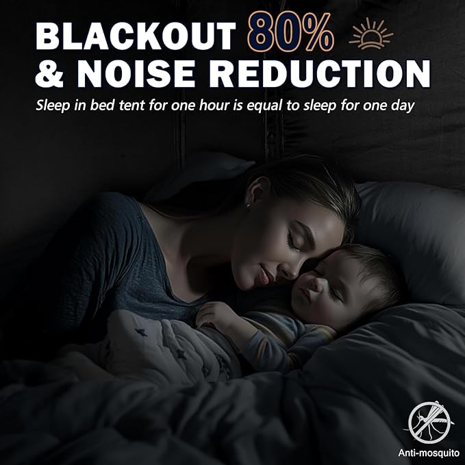 Bed Tent Bed Canopy Twin Size Tents for Adult and Kids- Original Design Portable Dream Tent Indoor Sleeping 80% Blackout with 3 Doors Breathable Big Space Tents