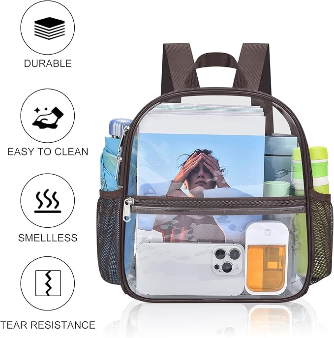 USPECLARE Clear Backpack Stadium Approved 12X11x6, Waterproof Clear Bag Stadium Backpack for Concert Work Sport Event