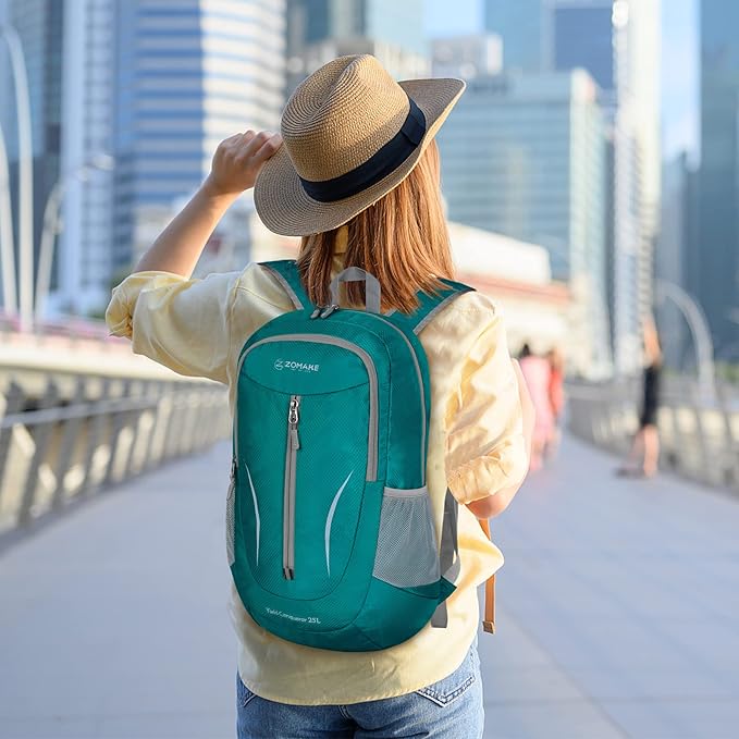 ZOMAKE Ultra Lightweight Packable Backpack 25L, Foldable Hiking Backpacks Water Resistant Small Folding Daypack for Travel(Lake Green)