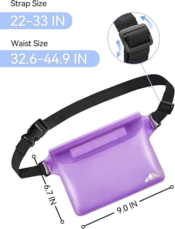 HEETA Waterproof Fanny Pack, Waterproof Pouch Dry Bag 2/3/4 Pack for Phone, Adjustable Waist Strap and Screen Touch Sensitive for Swimming Kayaking Boating Beach Fishing Diving Surfing Accessories