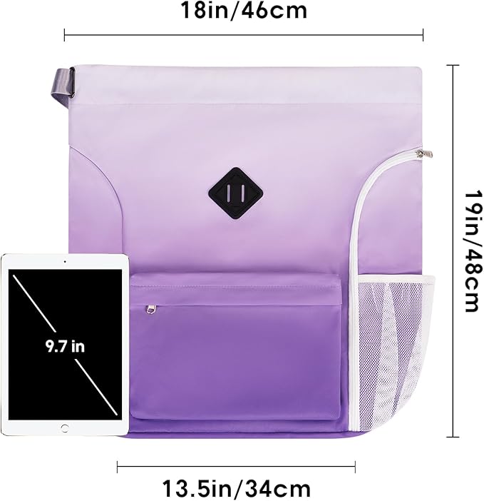WANDF Drawstring Backpack Sports Gym Bag with Shoes Compartment, Water-Resistant String Backpack Cinch Bag for Women Men (Purple Gradient)