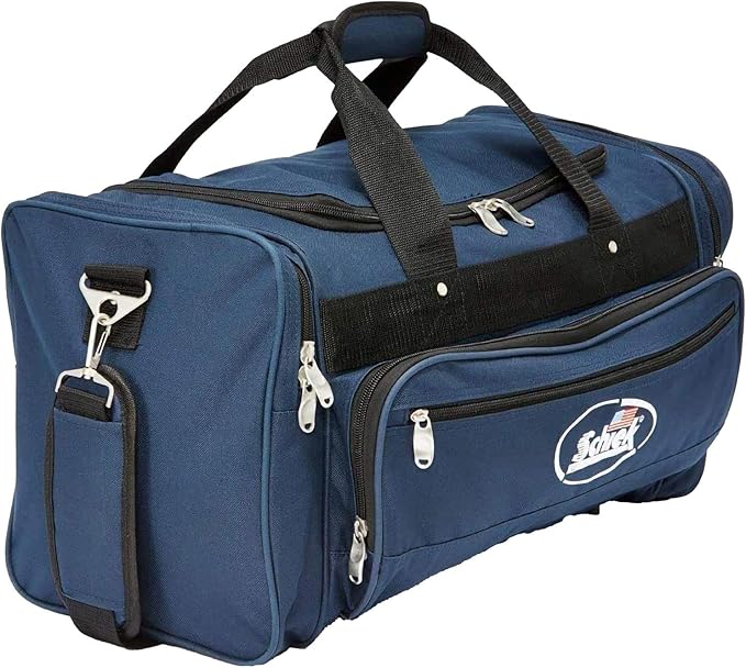 Schiek Sports Deluxe Gym Bag - Nylon Fabric Workout Bag with Adjustable Shoulder Strap