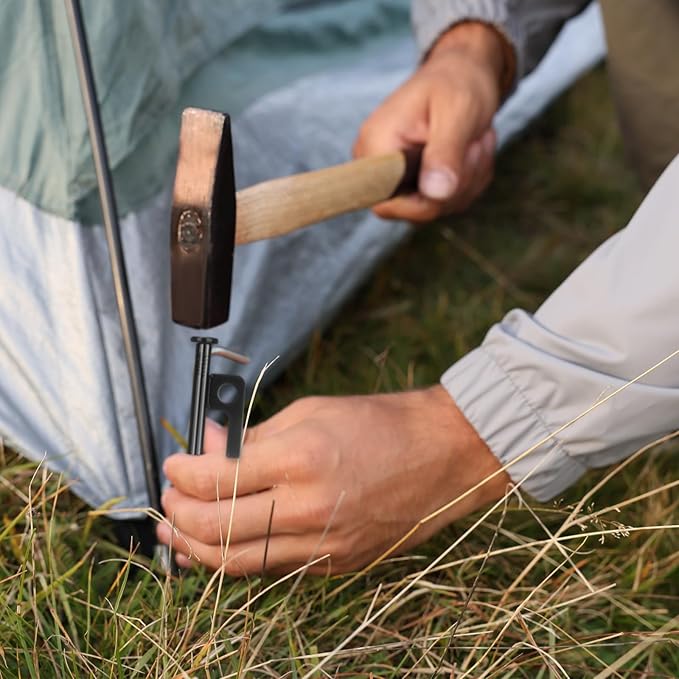 Blulu 24 Pcs 8/12/16 Inch Tent Stakes Heavy Duty Steel Metal Tent Pegs Unbreakable and Inflexible Metal Stakes Tent Spikes for Camping, Yard Decoration, Picnic, Tarp(Black, 16 Inch)