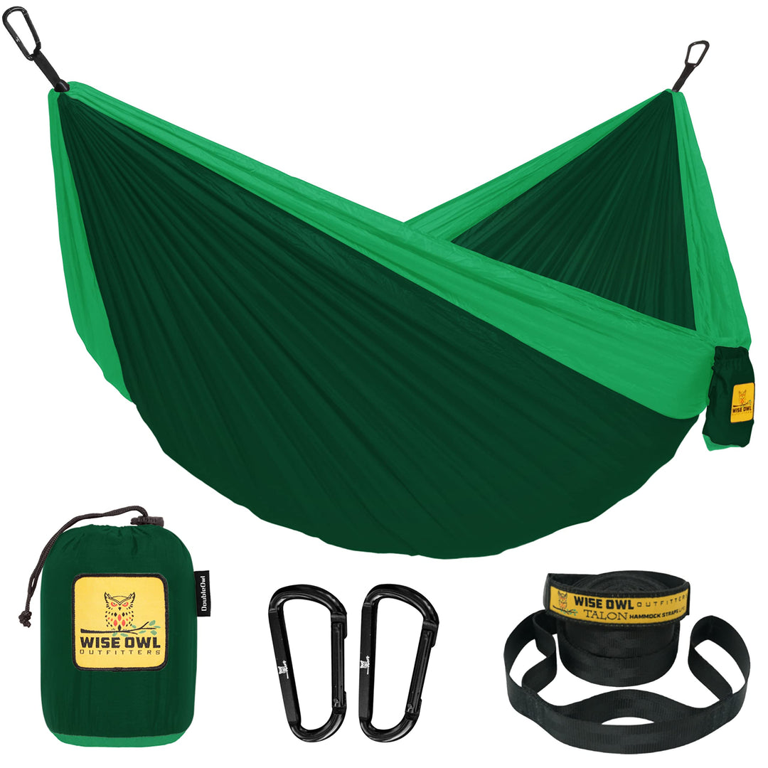 Wise Owl Outfitters Camping Hammock - Camping Essentials, Portable Hammock w/Tree Straps, Single or Double Hammock for Outside, Hiking, and Travel