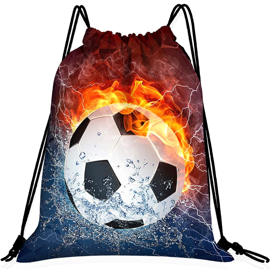 Soccer Drawstring Backpack Gym String Bag Water Resistant Drawstring Sackpack Sport For Womens Mens