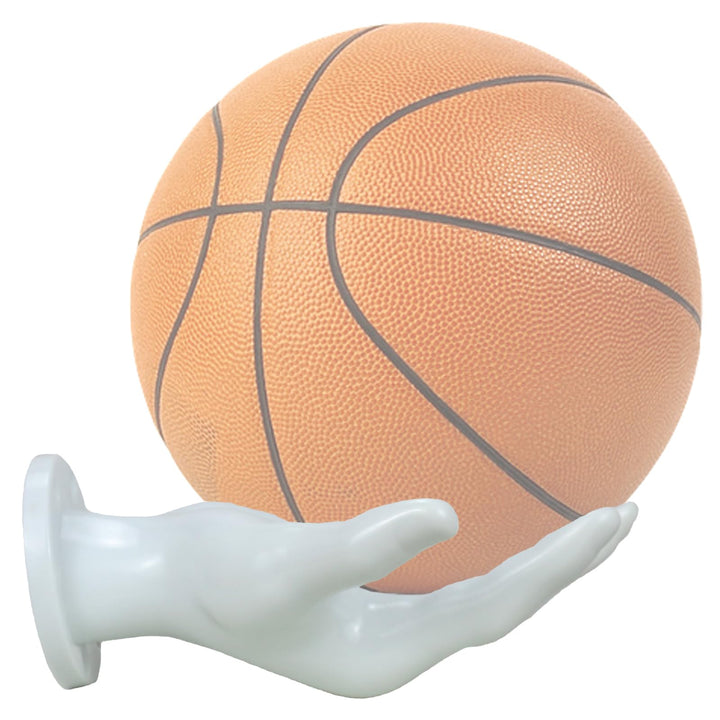 BOAMAU Hand Shaped Basketball Holder Wall Mount Gifts Basketball Room Decor Accessories Art Ball Decor Stand for Basketball, Football, Soccer, Volleyball(white)