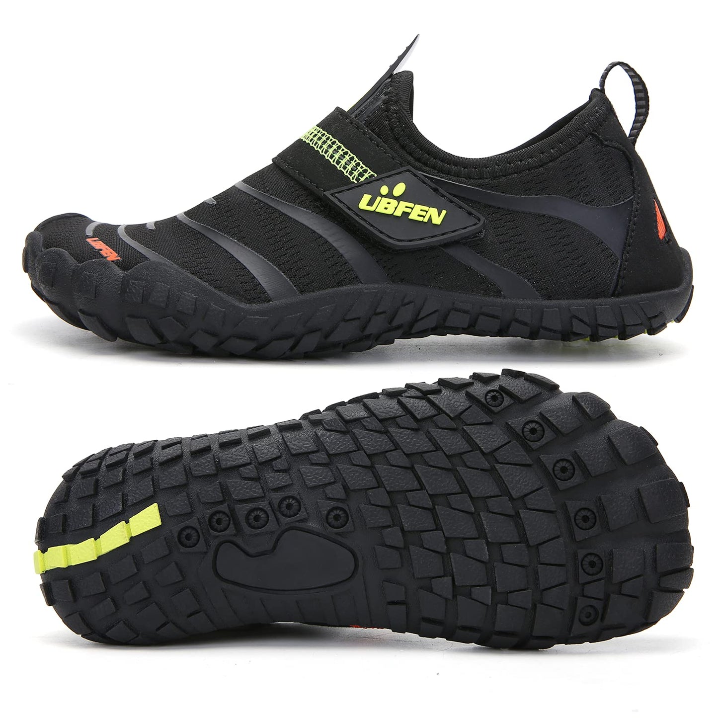 UBFEN Water Shoes for Kids Boys Girls Aqua Socks Barefoot Beach Sports Swim Pool Quick Dry Lightweight Toddler Little Big Kid A Black Green 9 Toddler