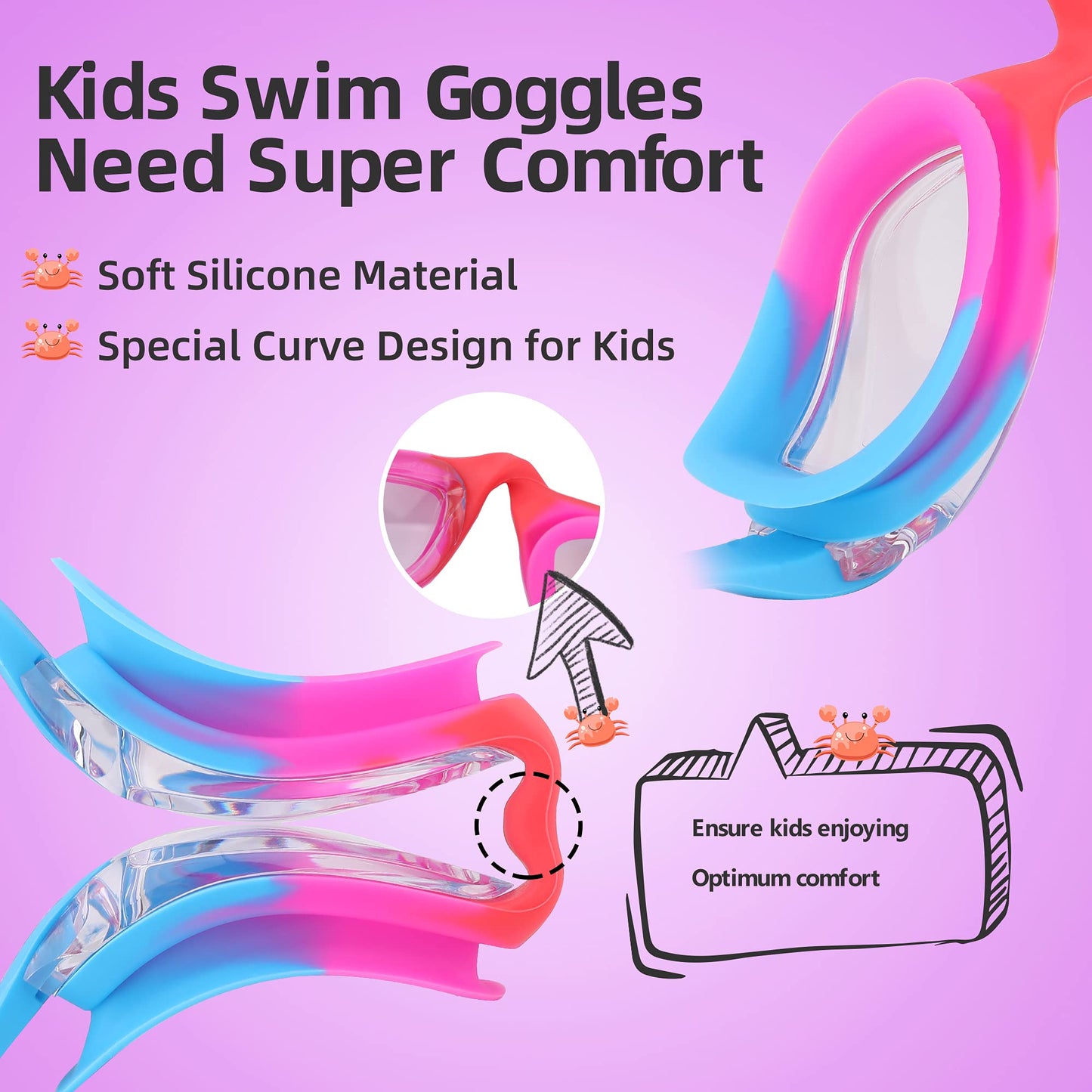 Aegend Kids Swim Goggles, Pack of 2 Swimming Goggles for Children Boys & Girls Age 3-14
