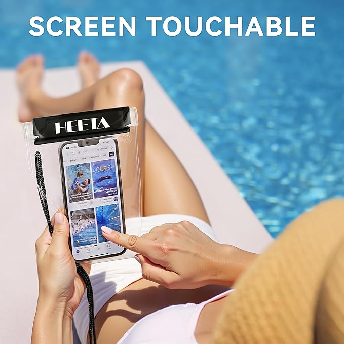 HEETA 5-Pack Clear Waterproof Dry Bag, Water Tight Cases Pouch Dry Bags for Camera Mobile Phone Maps, Kayaking Boating Document Holder