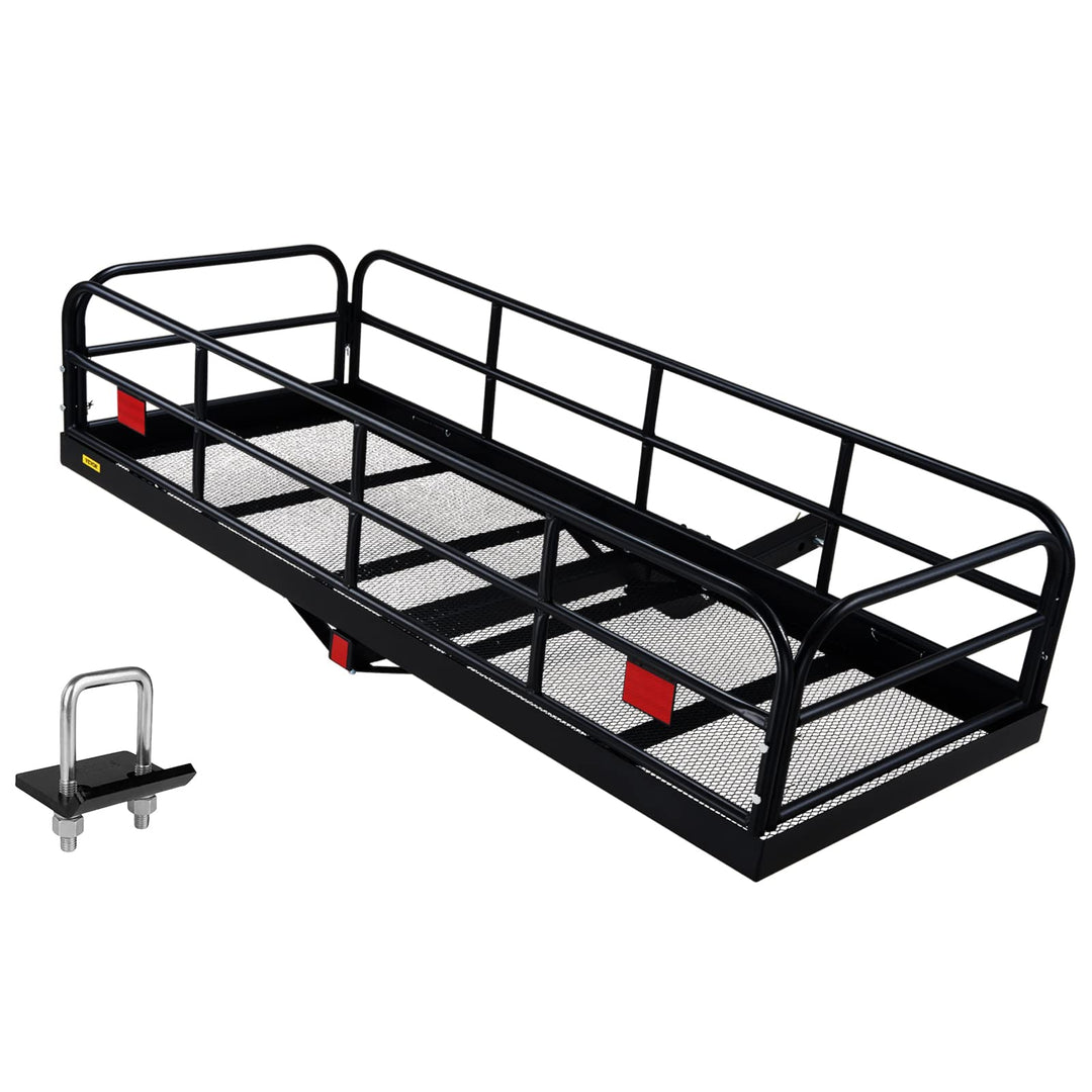 VEVOR 60x24x14 in Hitch Cargo Carrier, 400lbs Capacity Folding Trailer Hitch Mount Cargo Basket, Steel Luggage Carrier Rack Fits 2" Hitch Receiver for SUV Pickup Truck