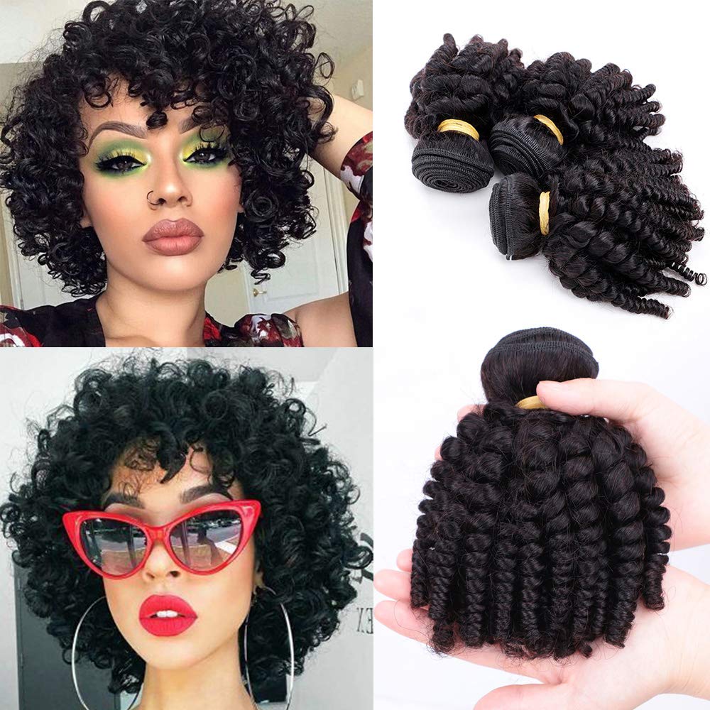 Brazilian Funmi Hair 3 Bundles Spiral Curl Human Hair Short Curly Weave 8A Unprocessed Brazilian Funmiextensions Human Hair 100G