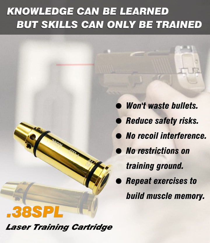 BOOLIT EYE Laser Training Cartridge for Dry Fire Training 3rd Gen .38SPL/.357MAG Laser Bullet Comes with Spare Switch Cap