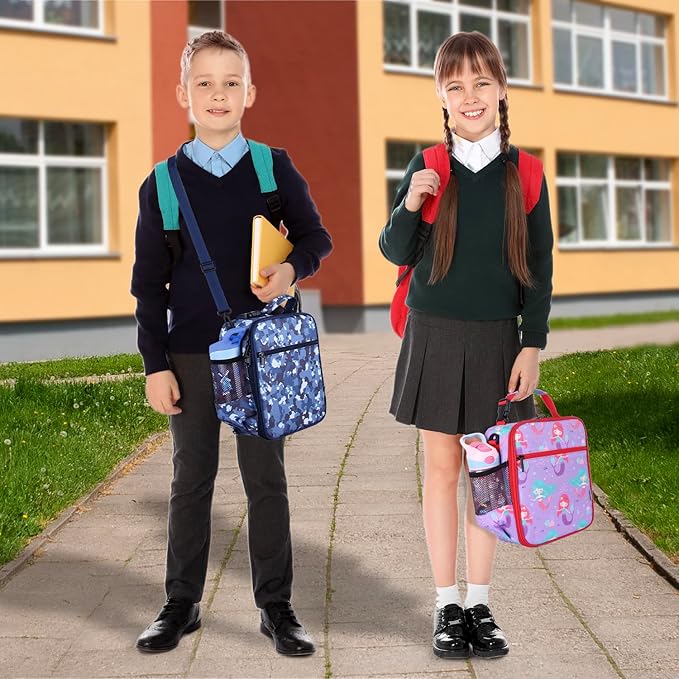 Kids Insulated Lunch Box Bag, Thermal Picnic Cool Bags with Adjustable Strap for Adults Children Women Men Boys Girls School Work (Mermaid01)