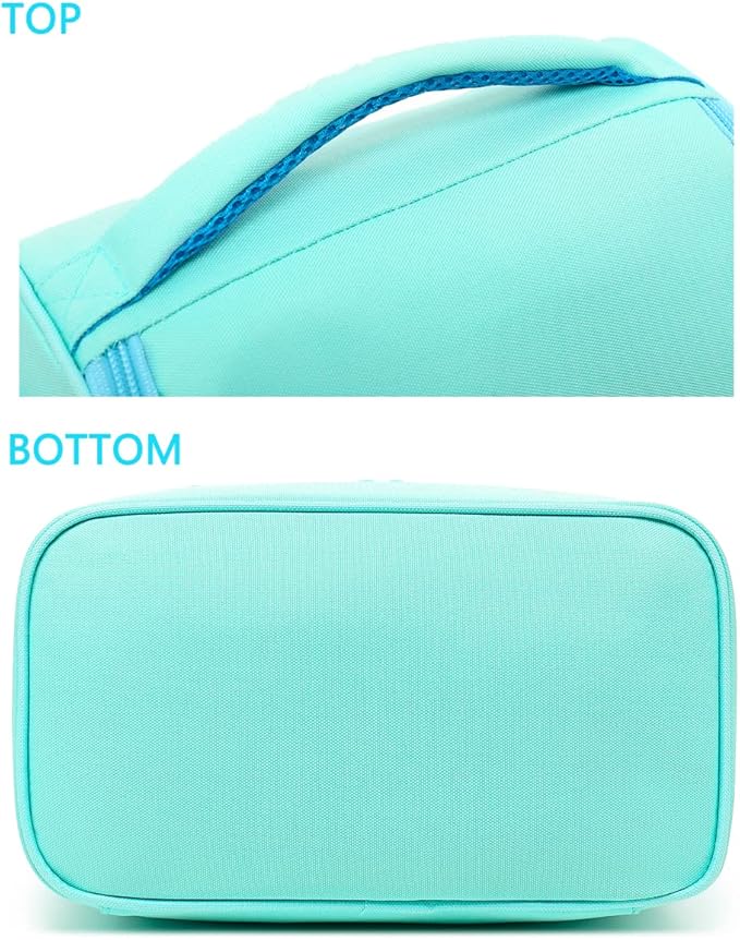 FlowFly Double Decker Cooler Insulated Lunch Bag Large Tote for Boys, Girls, Men, Women, With Adjustable Strap,Light Blue