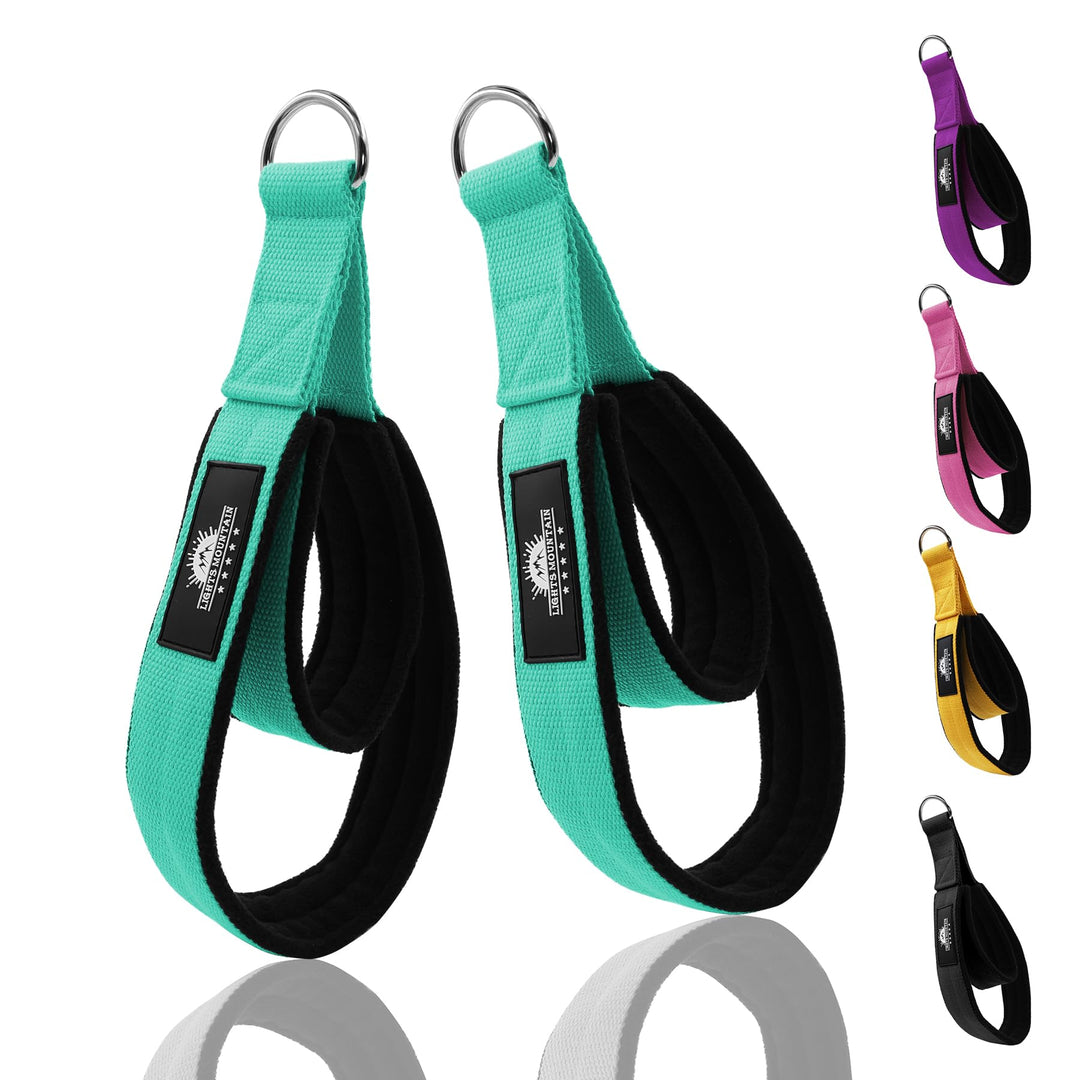 Lights Mountain 1 Pair Pilates Double Loop Straps for Reformer, Fitness D-Ring Straps Handle, Yoga Exercise Accessories for Home Gym Workout