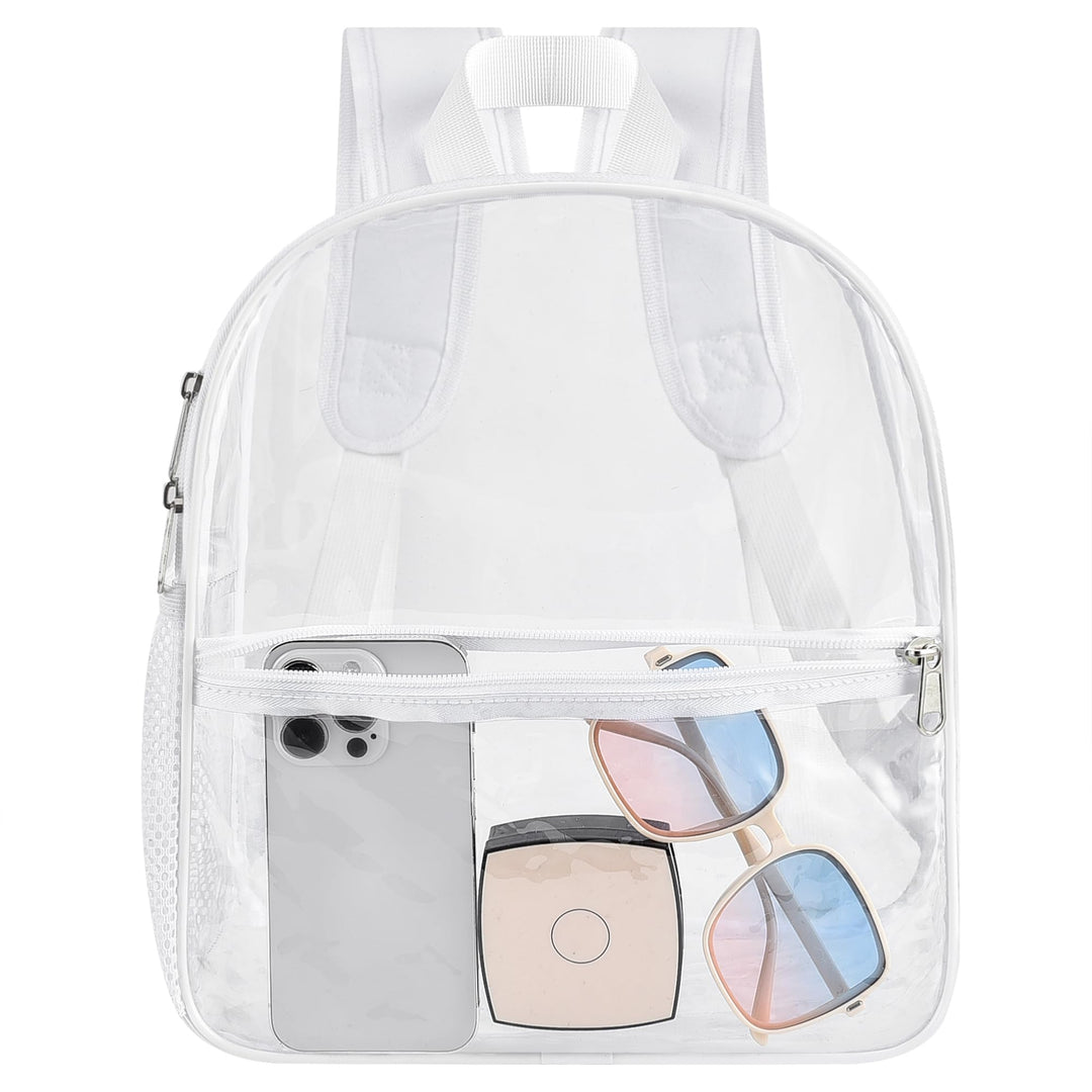 USPECLARE Clear Backpack Stadium Approved 12×6×12, Water proof Clear Bag for Concert Work Sport Event (White)