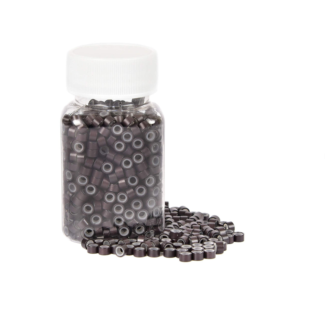 1000Pcs Premium Silicone Micro Link Rings 5Mm Lined Beads For I Tip Hair Extensions (1000Pcs, Dark Brown)