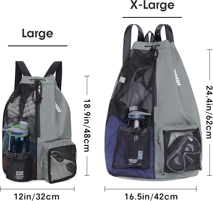 WANDF Swim Bag Mesh Drawstring Backpack with Wet Pocket for Swimming, Gym, and Workout Gear