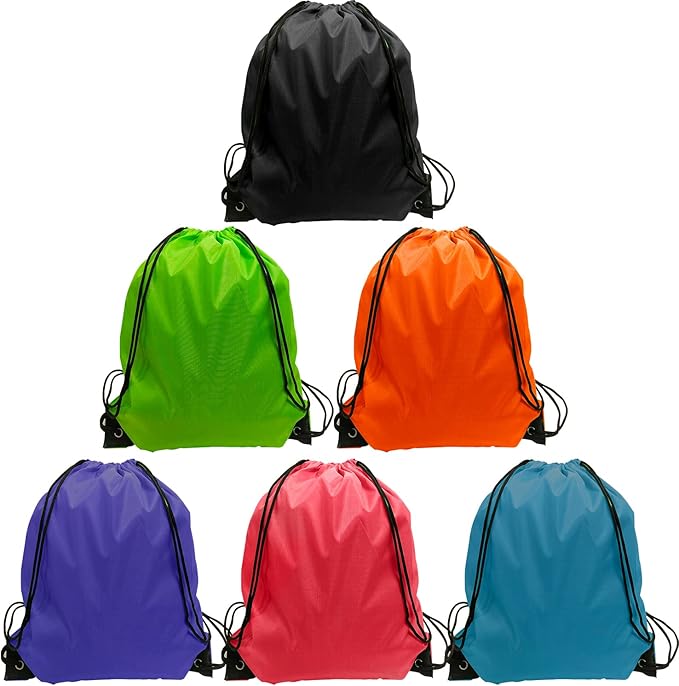 GoodtoU Drawstring Bags 24 Pcs Drawstring Backpack Cinch Bag Draw String Sport Bag 6 Colors