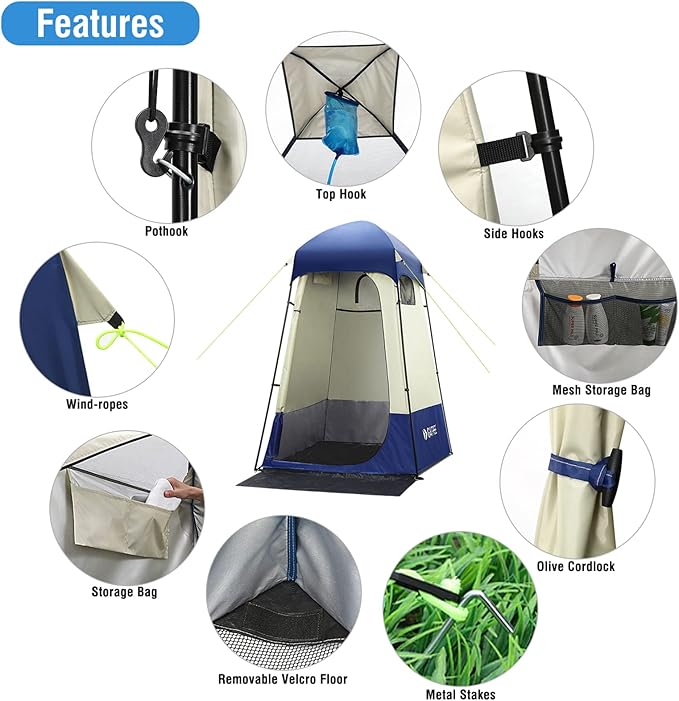 G4Free Large Outdoor Privacy Shower Tent 7.5FT Portable Camping Easy Set Up Deluxe Shelter Tent Dressing Changing Room with Carry Bag