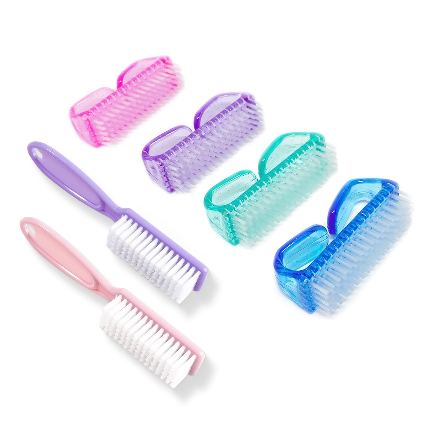 6 Pack Handle Grip Nail Cleaning Brush, Qeedy Fingernail Brush Cleaner Scrub Brush Kit for Toes Shower and Women & Men & Kids (Color B)