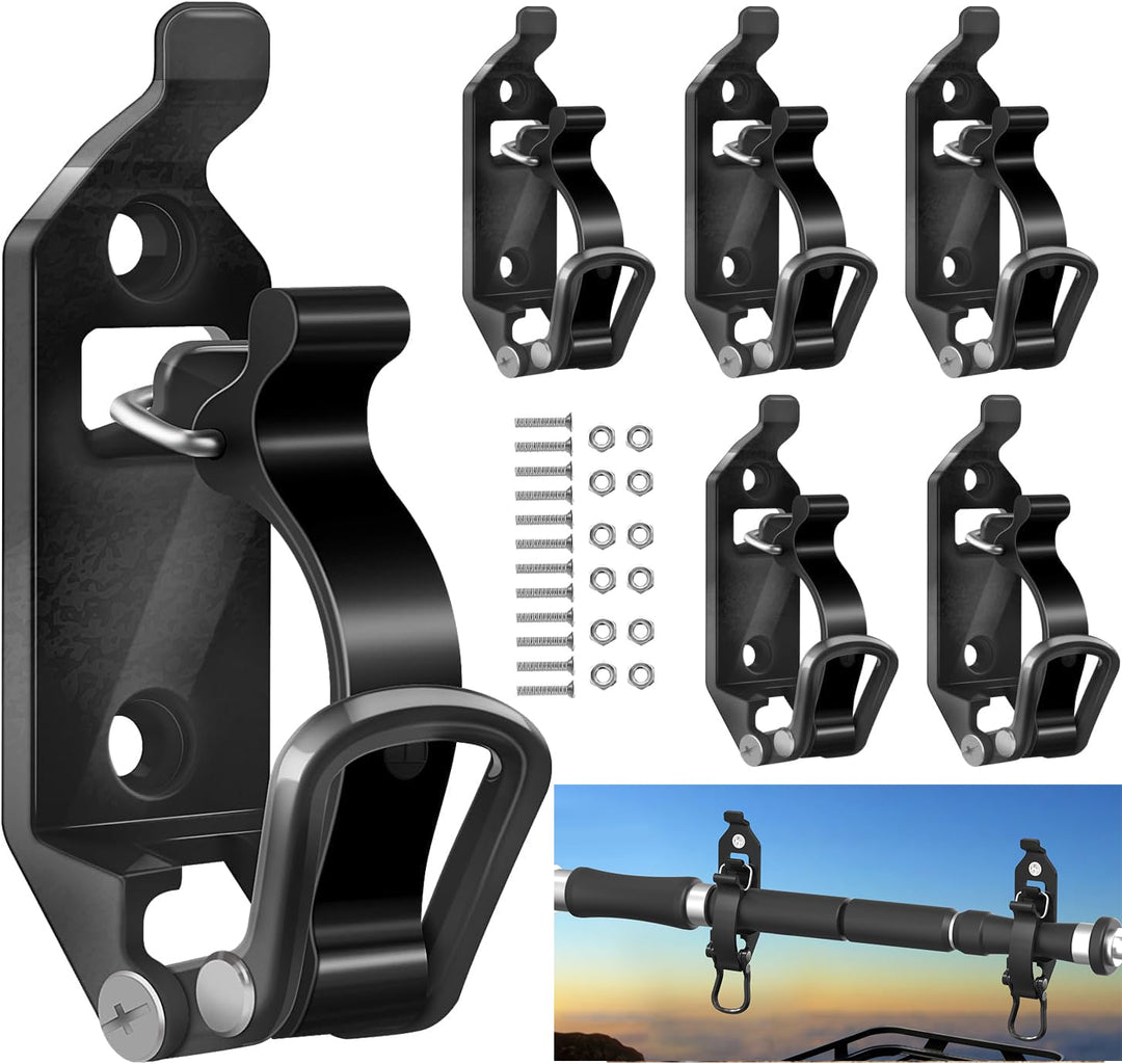 Youlvy Shovel Mount for Roof Rack, Shovel Mount for Truck Bed, Truck Jeep Offroad Roof Rack Axe Shovel Mount, Shovel Holder for Truck & Quick Fist Mount Clamps Fit 0.67" to 1.57" D Tools -Black 6PCS