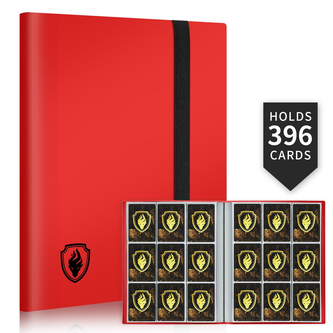 Card Binder 9 Pocket, Fabmaker 396 Pockets Trading Card Binder, Premium Collector Card Album for Standard Cards, Side Loading Card Collection Folder for MTG, TCG, Game Cards, Sport Cards, Red