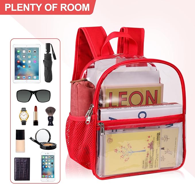 USPECLARE Clear Backpack for Stadium Approved 12×6×12, Water proof Clear Bag for Stadium Events and Concert Work Sport Event