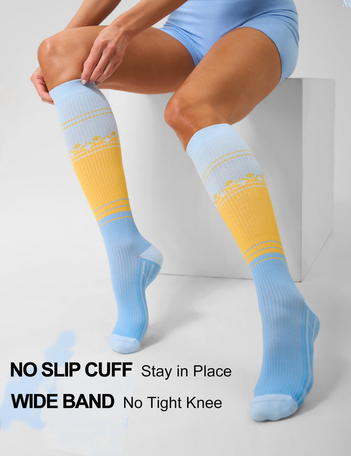 FITRELL 3 Pairs Compression Socks for Women and Men 20-30mmHg- Support Socks for Travel, Running, Nurse, Knee High Socks, Popsicle, S/M