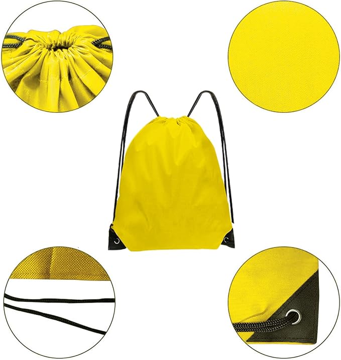 Drawstring Bags 28 PCS Drawstring Backpack Bulk String Backpack Cinch Bag Sackpack for Men Women Gym (Yellow)