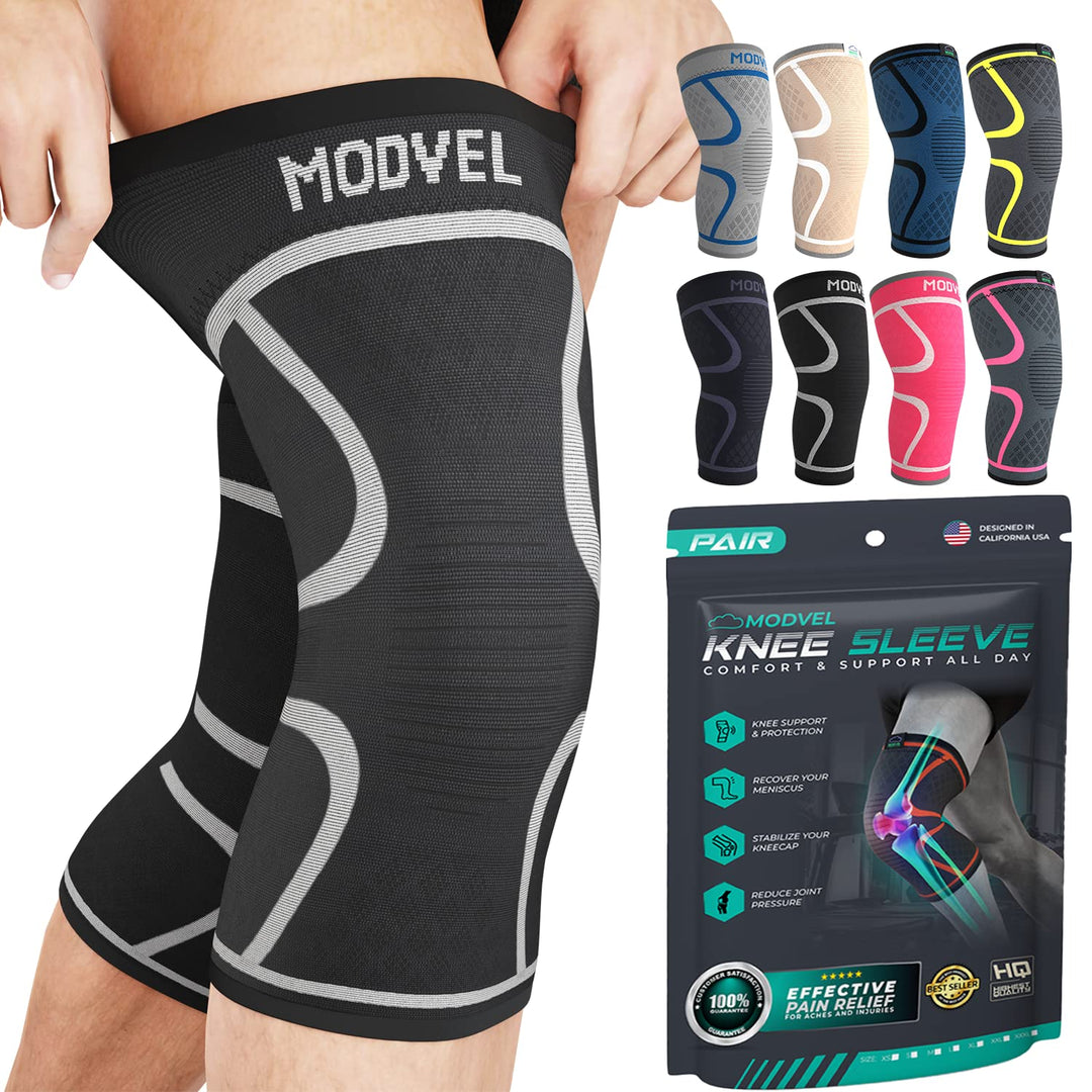 Modvel ELITE Knee Brace and Pads for Women & Men - Knee Braces for Pain Relief, Compression Sleeve for Meniscus Tear, ACL, Arthritis | Knee Pads with Padding for Running & All Sports