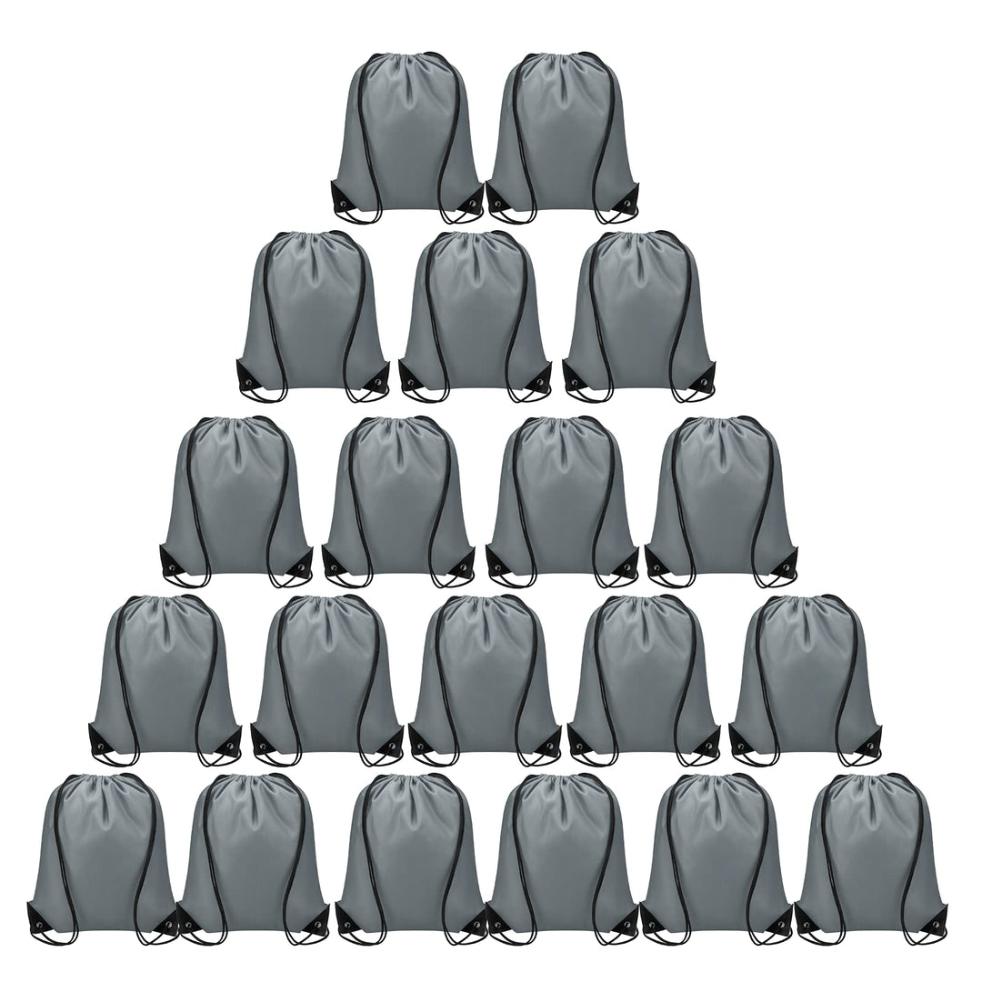 Vorspack Drawstring Backpacks Bulk 20 Pieces String Bags Customized Bags for Party Gym Sport Trip - Grey