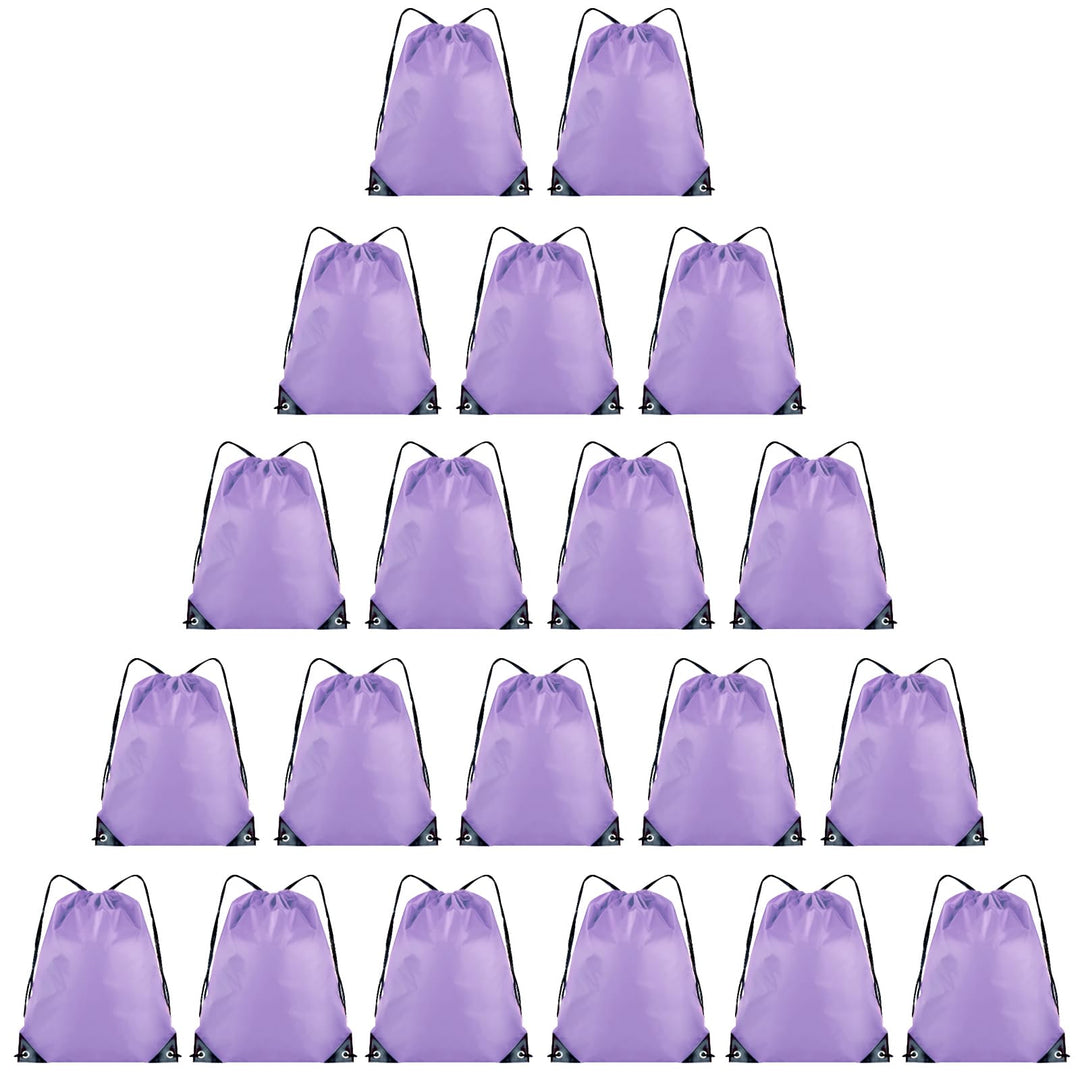 Grneric 20 Pieces Drawstring Backpack Bulk Cinch Sackpack Ployster Drawstring Bags for Gym Party Trip(Lavender)