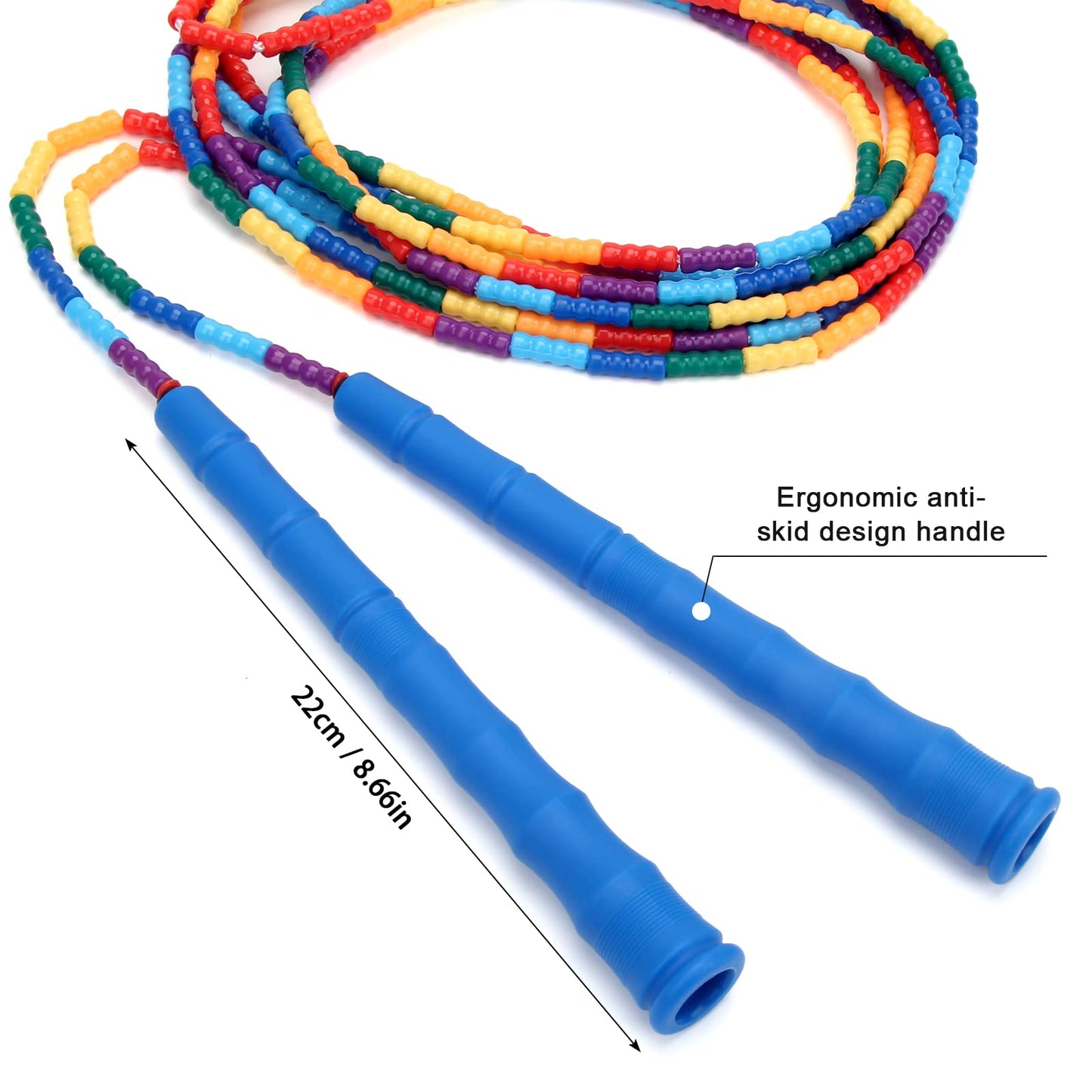 Coolrunner 16 FT Long Jump Rope(2 PACK), Double Dutch Jump Rope, Soft Beaded Skipping Rope for Kids Adults, Plastic Segmented Jump Rope, Long Enough for 4-5 Jumpers (Blue2)