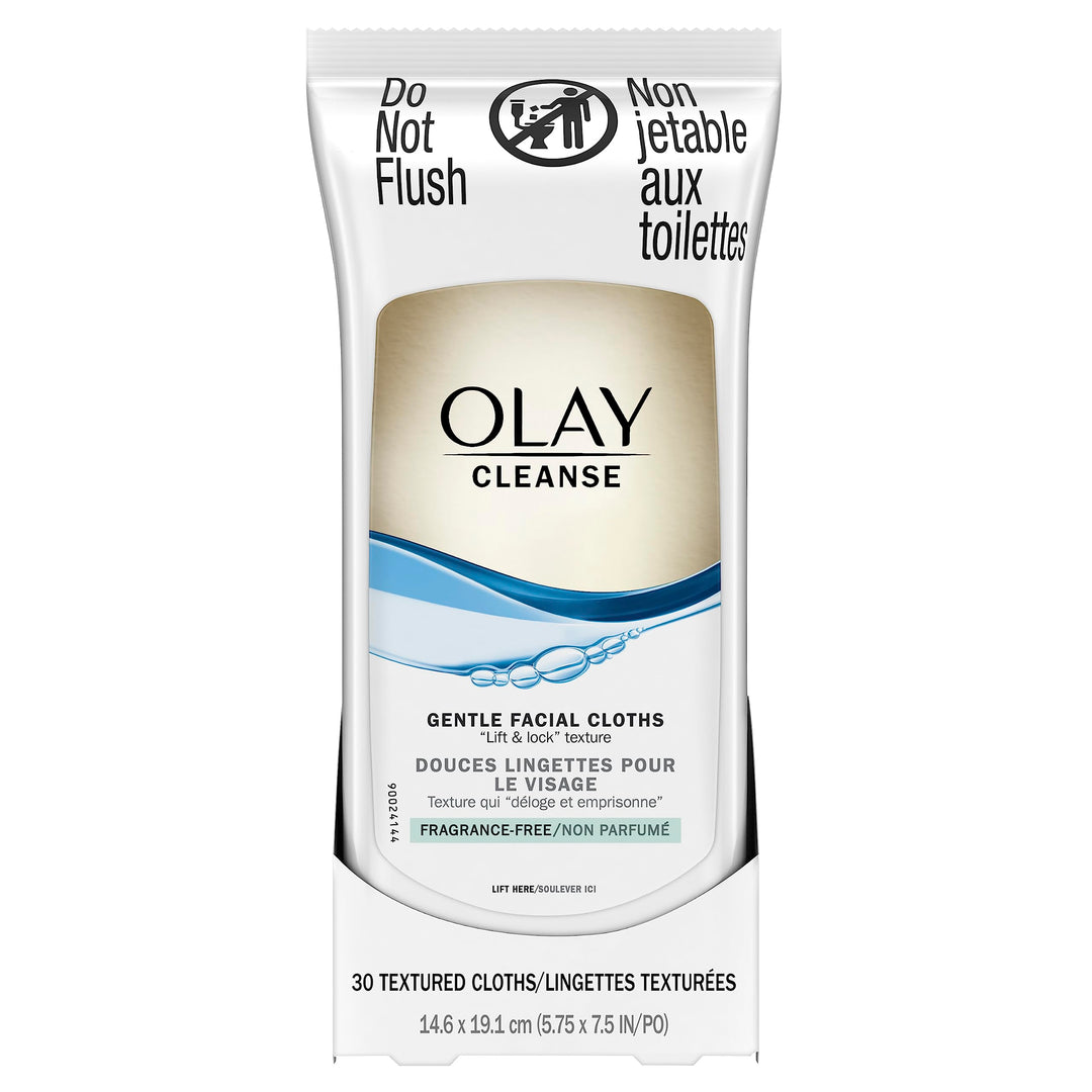Olay Wet Cleansing Cloths Gentle Clean, Sensitive/Fragrance-Free 30 Ea (Pack Of 2)