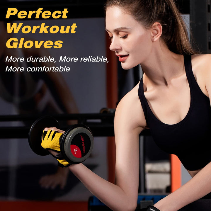 Glofit Workout Gloves for Women Men, Lightweight Weight Lifting Glove Breathable Fingerless Gym Gloves, Exercise, Fitness, Training, Cycling