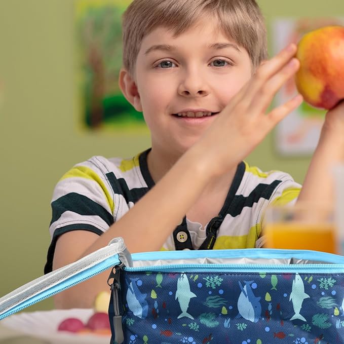 Lunch Box Kids,Premium Insulated Lunch Bag for Girls Boys,Soft Bag Mini Cooler Back to School Thermal Reusable Lunch Bag for Work School Picnic (Shark)