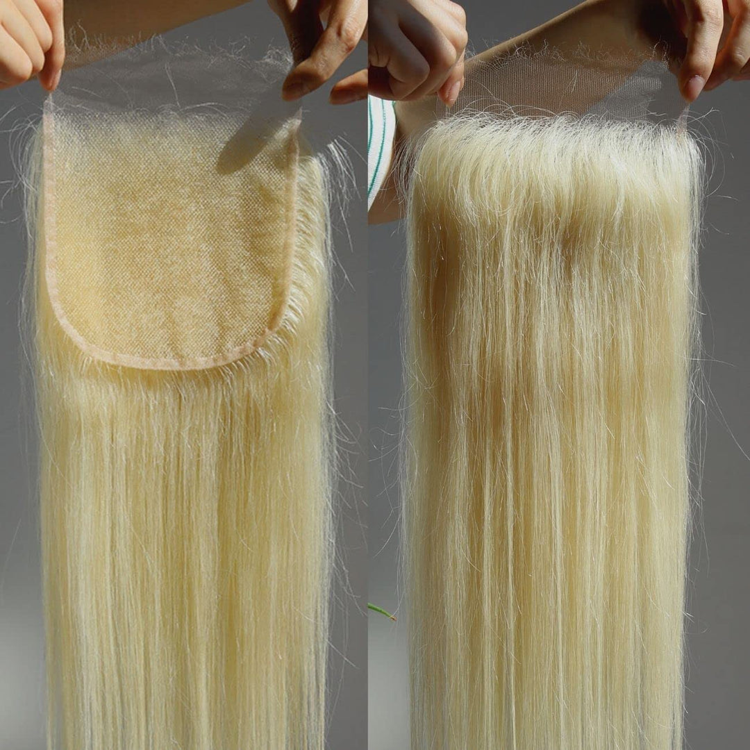 Beeos 5X5 Skinlike Real Hd Lace Closure Only, 613 Blonde Color Pre Plucked Natural Hairline 0.10Mm Ultra-Thin Melted Swiss Lace