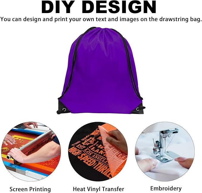 GoodtoU 2Pcs Drawstring Bag - Gym Backpack, Foldable Sports Drawstring Bags for Gym, Travel, Sports (Purple)
