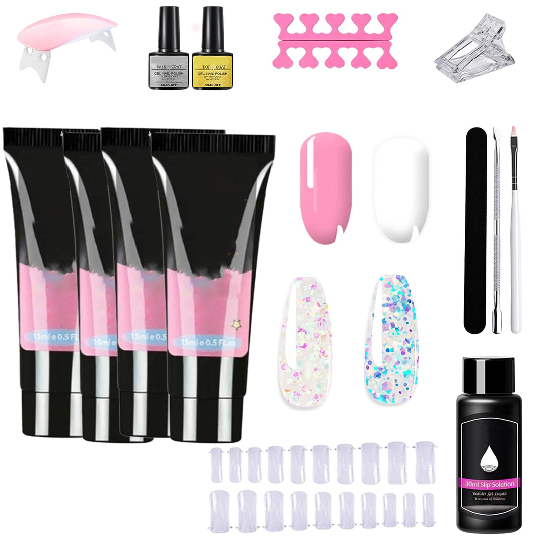 Nailsala Gel Kit,Stellaya Nail Glue Kit,Nailsala Press on Nails Kit with U V Light,Nailsala Nails Kit,Gel Nail Kit for Beginners Home DIY and Salon Use,Kit Para Hacer Uñas De Gel En Casa (A)