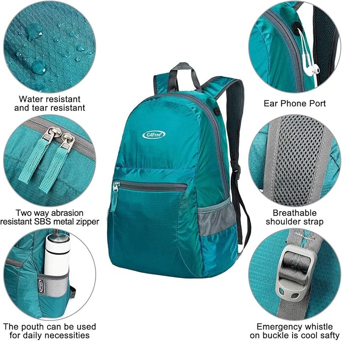 G4Free 20L Lightweight Packable Backpack Travel Hiking Daypack Foldable Backpack for Men Women