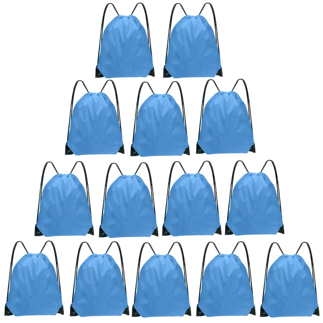 Grneric Drawstring Bags Bulk 14 Pcs Drawstring Backpack Bulk Cinch Bag Sackpack for Men Women Gym (Sky Blue)