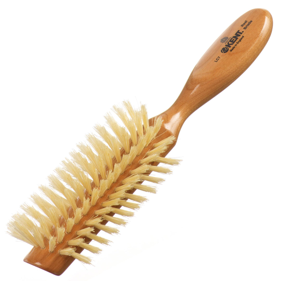 Kent Lc7 Half Radial Hair Brushes For Women Curling Hair Brush Made Of Cherrywood - White Natural Boar Bristle Hairbrush Adds Vo