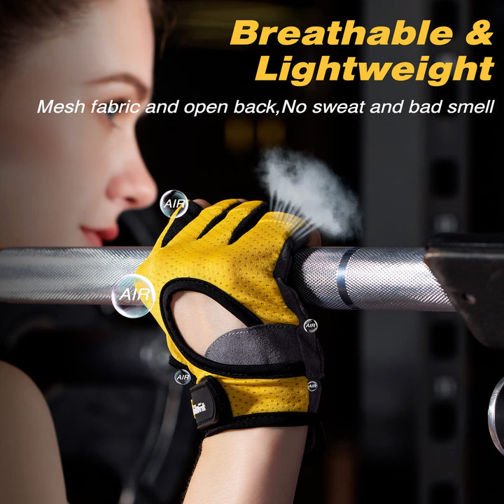 Glofit Workout Gloves for Women Men, Lightweight Weight Lifting Glove Breathable Fingerless Gym Gloves, Exercise, Fitness, Training, Cycling